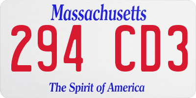 MA license plate 294CD3