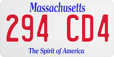 MA license plate 294CD4