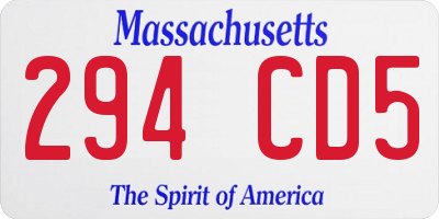 MA license plate 294CD5
