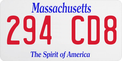 MA license plate 294CD8