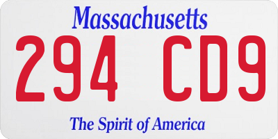 MA license plate 294CD9