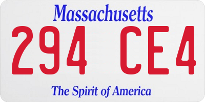 MA license plate 294CE4