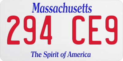 MA license plate 294CE9