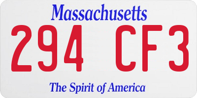 MA license plate 294CF3