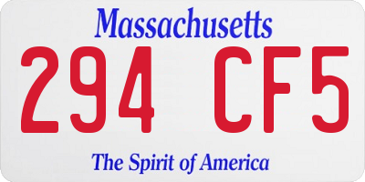 MA license plate 294CF5