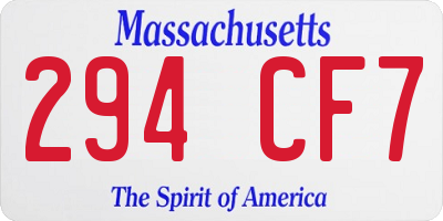 MA license plate 294CF7