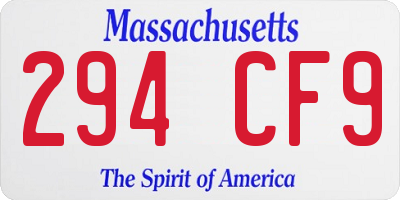 MA license plate 294CF9
