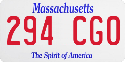 MA license plate 294CG0