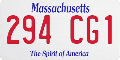 MA license plate 294CG1
