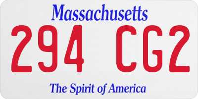 MA license plate 294CG2
