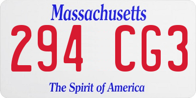 MA license plate 294CG3