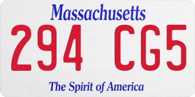MA license plate 294CG5