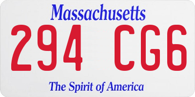 MA license plate 294CG6