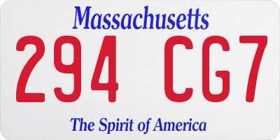 MA license plate 294CG7