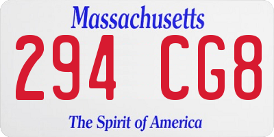 MA license plate 294CG8