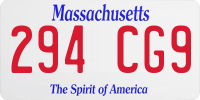 MA license plate 294CG9