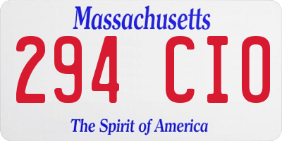 MA license plate 294CI0