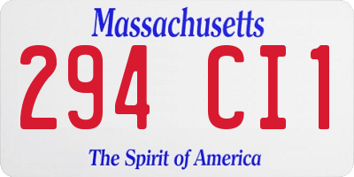 MA license plate 294CI1