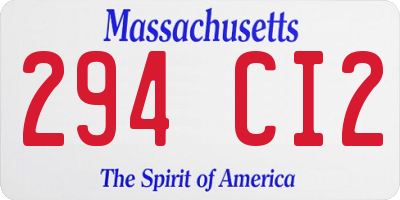 MA license plate 294CI2