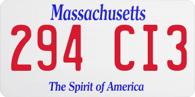 MA license plate 294CI3
