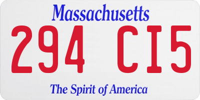 MA license plate 294CI5