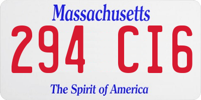 MA license plate 294CI6