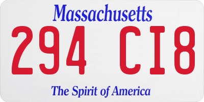 MA license plate 294CI8
