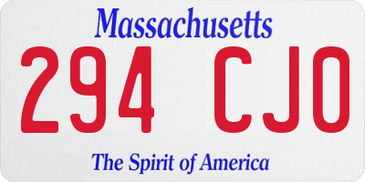 MA license plate 294CJ0