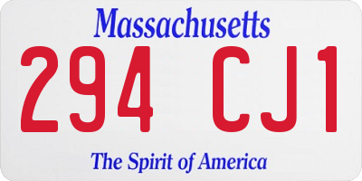 MA license plate 294CJ1