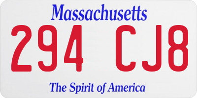 MA license plate 294CJ8