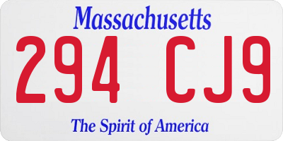 MA license plate 294CJ9