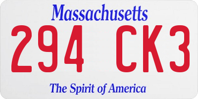 MA license plate 294CK3