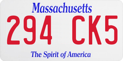 MA license plate 294CK5