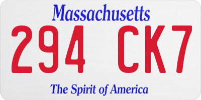 MA license plate 294CK7