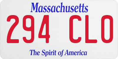 MA license plate 294CL0