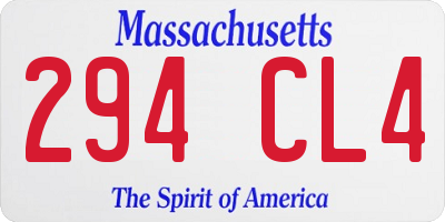 MA license plate 294CL4