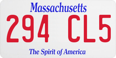 MA license plate 294CL5