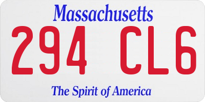 MA license plate 294CL6