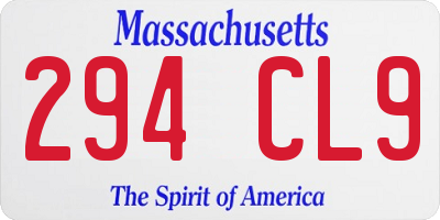 MA license plate 294CL9