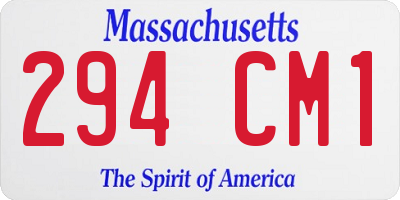 MA license plate 294CM1
