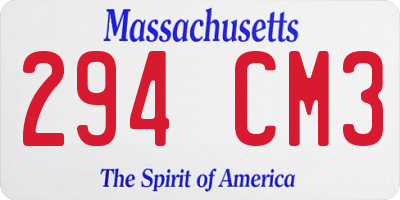 MA license plate 294CM3
