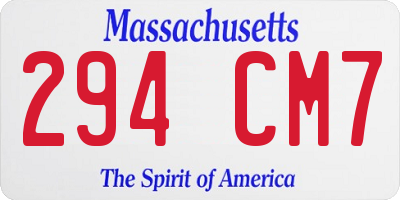 MA license plate 294CM7