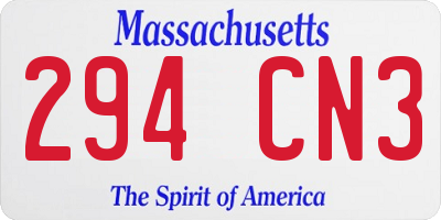 MA license plate 294CN3