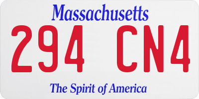 MA license plate 294CN4