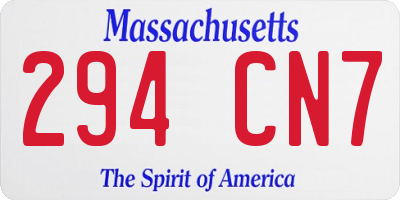 MA license plate 294CN7