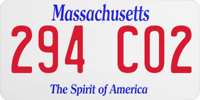 MA license plate 294CO2