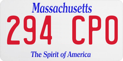 MA license plate 294CP0