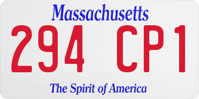 MA license plate 294CP1