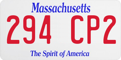 MA license plate 294CP2