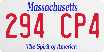 MA license plate 294CP4